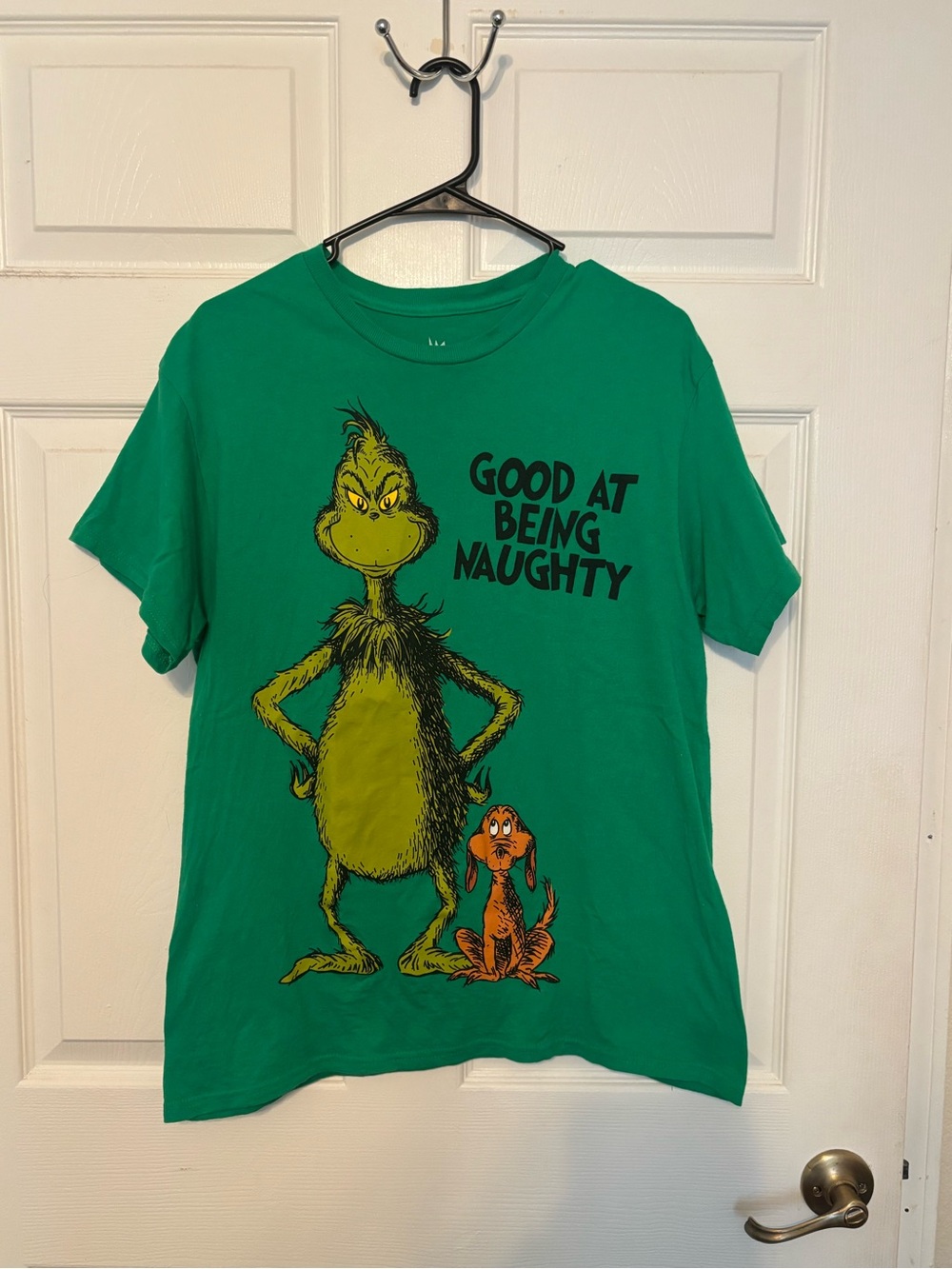 Woman’s Green Grinch And Max Graphic Tee - "Good At Being Naughty"